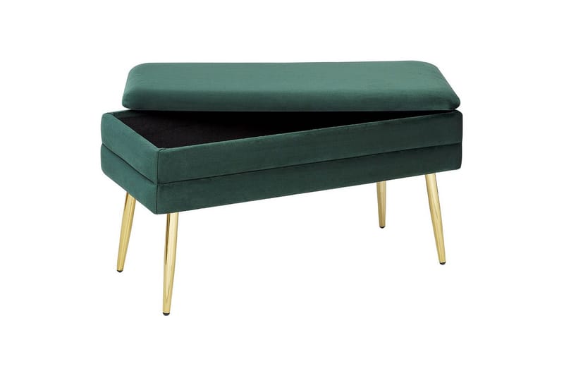Oppbevaringsbenk Durham Grønn/gull - Grønn/gull - Møbler - Stoler - Krakk - Fotskammel