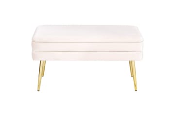 Oppbevaringsbenk Durham Hvitt/gull - Hvitt/gull - Møbler - Stoler - Krakk - Fotskammel
