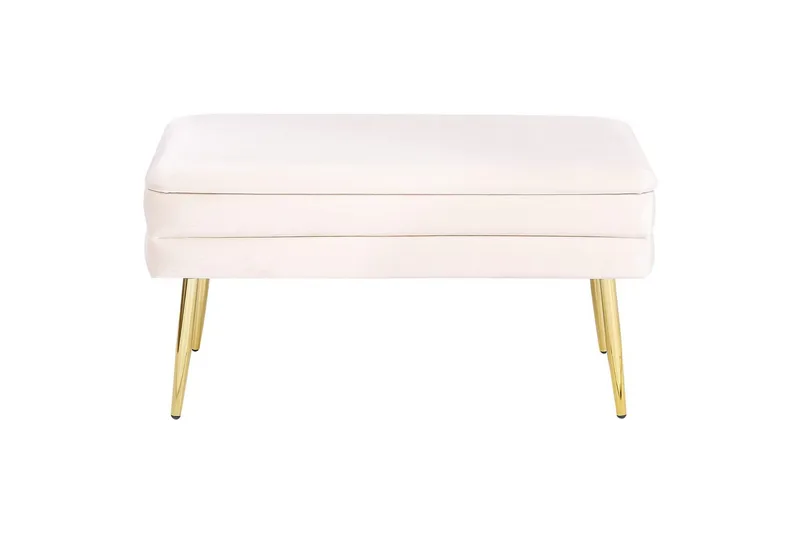 Oppbevaringsbenk Durham Hvitt/gull - Hvitt/gull - Møbler - Stoler - Krakk - Fotskammel