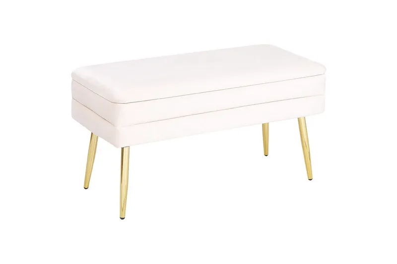 Oppbevaringsbenk Durham Hvitt/gull, Hvitt/gull