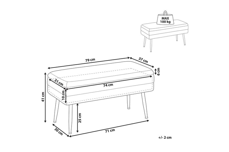 Oppbevaringsbenk Durham Rosa - Rosa - Møbler - Stoler - Krakk - Fotskammel