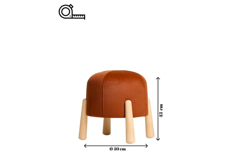 Orryn Fotpall 40 cm - Oransje/Natur - Møbler - Stoler - Krakk - Fotskammel