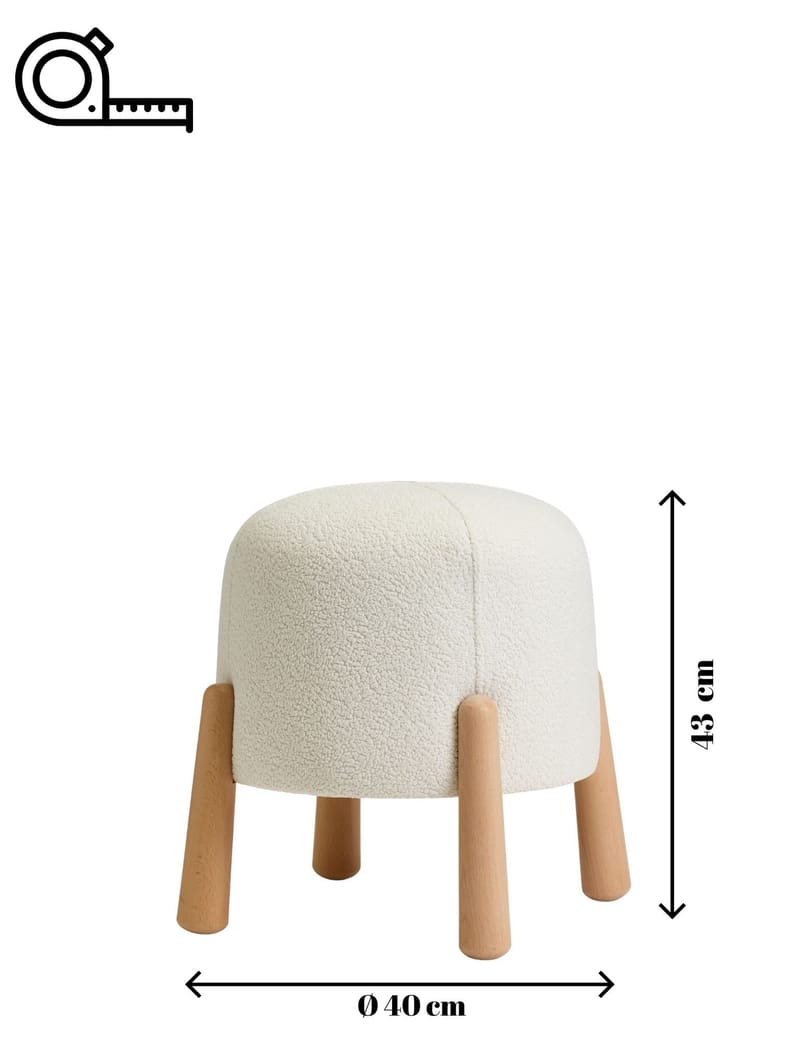 Orryn sittepuff 40 cm rund - Hvit - Møbler - Stoler - Krakk - Puff