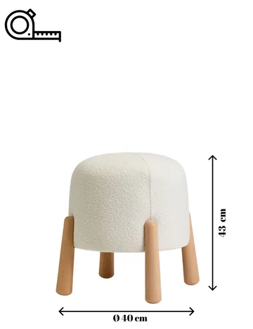 Orryn sittepuff 40 cm rund - Hvit - Møbler - Stoler - Krakk - Puff