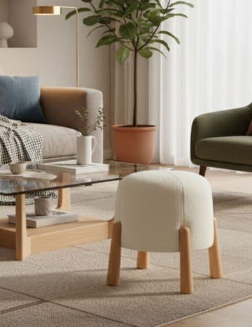 Orryn sittepuff 40 cm rund - Hvit - Møbler - Stoler - Krakk - Puff