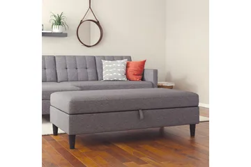 Osmaner/Krakk Hartford Grå, Linstoffutseende (100 % polyester) - Grå, Linstoffutseende (100 % polyester) - Møbler - Stoler - Krakk - Fotskammel