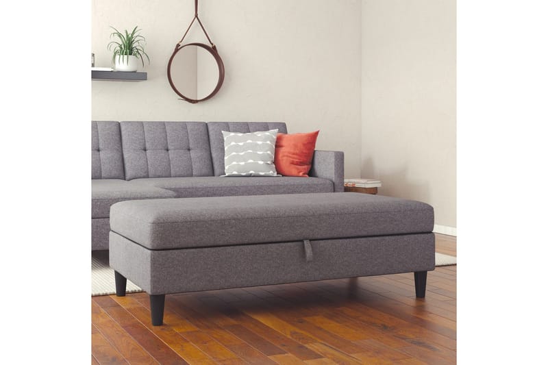 Osmaner/Krakk Hartford Grå, Linstoffutseende (100 % polyester) - Grå, Linstoffutseende (100 % polyester) - Møbler - Stoler - Krakk - Fotskammel