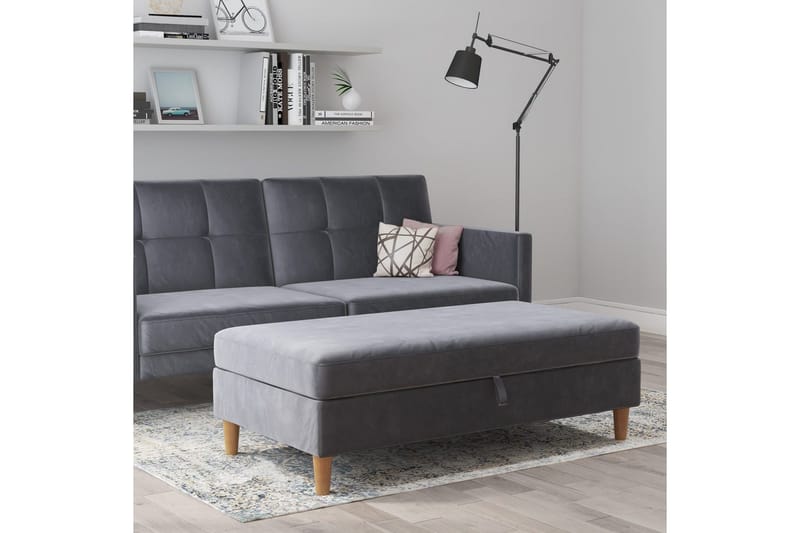 Osmaner/Krakk Lilly Antrasitt, Fløyel/Tre/Plast - Antrasitt, Fløyel/Tre/Plast - Møbler - Stoler - Krakk - Fotskammel