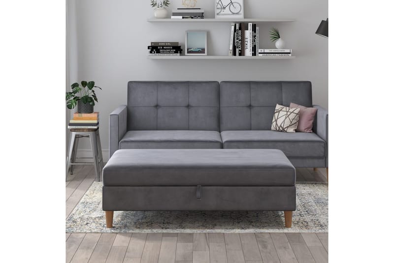 Osmaner/Krakk Lilly Antrasitt, Fløyel/Tre/Plast - Antrasitt, Fløyel/Tre/Plast - Møbler - Stoler - Krakk - Fotskammel