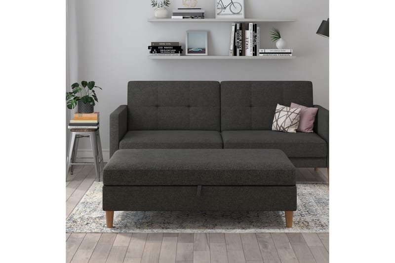 Osmaner/Krakk Lilly Antrasitt, Lin - Antrasitt, Lin - Møbler - Stoler - Krakk - Fotskammel