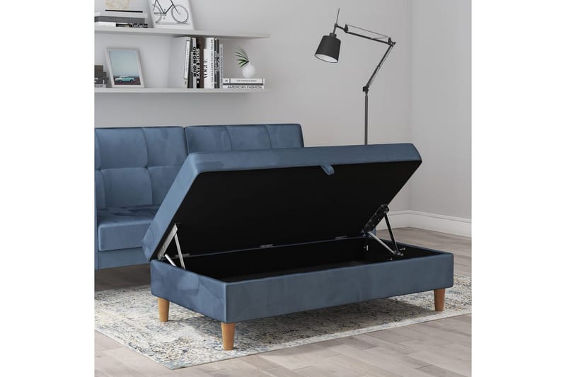 Osmaner/Krakk Lilly Blå, Fløyel/Tre/Plast - Blå, Fløyel/Tre/Plast - Møbler - Stoler - Krakk - Fotskammel