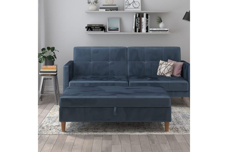 Osmaner/Krakk Lilly Blå, Fløyel/Tre/Plast - Blå, Fløyel/Tre/Plast - Møbler - Stoler - Krakk - Fotskammel