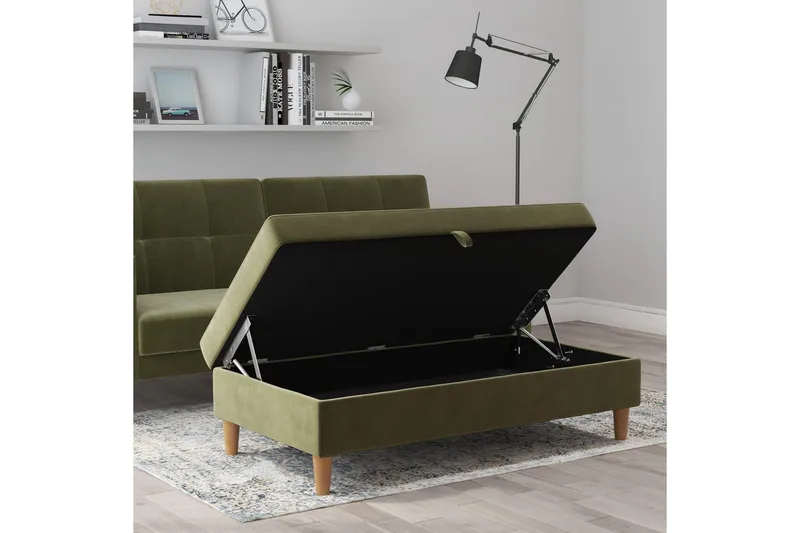 Osmaner/Krakk Lilly Olivengrønn, Fløyel/Tre/Plast - Olivengrønn, Fløyel/Tre/Plast - Møbler - Stoler - Krakk - Fotskammel