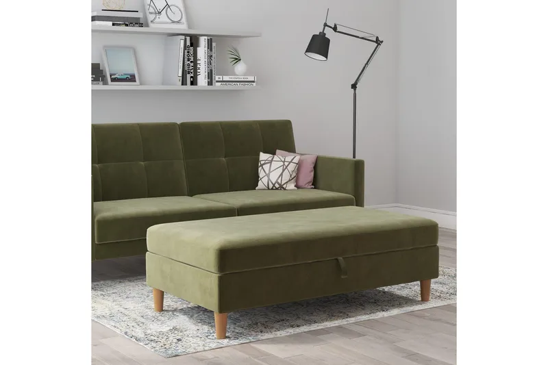 Osmaner/Krakk Lilly Olivengrønn, Fløyel/Tre/Plast - Olivengrønn, Fløyel/Tre/Plast - Møbler - Stoler - Krakk - Fotskammel