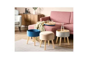 Pall Neely Beige - Beige - Møbler - Stoler - Krakk - Fotskammel