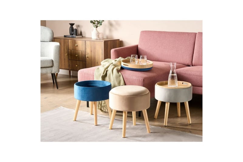 Pall Neely Beige - Beige - Møbler - Stoler - Krakk - Fotskammel