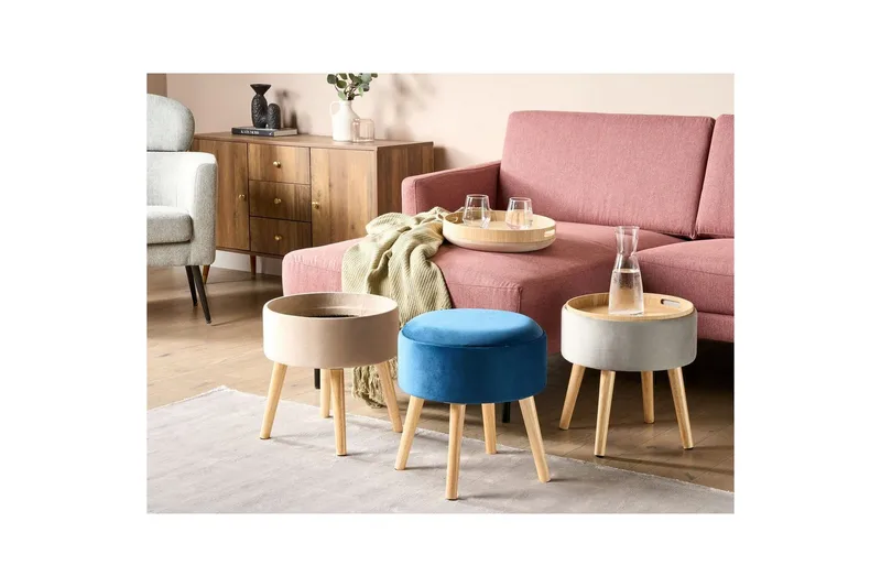 Pall Neely Blå - Blå - Møbler - Stoler - Krakk - Fotskammel