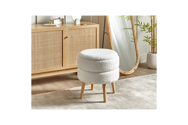 Pall Okaton Hvit/lyst tre - Hvit/lyst tre - Møbler - Stoler - Krakk - Fotskammel