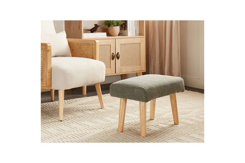 Pall Takoma II Grønn/lyst tre - Grønn/lyst tre - Møbler - Stoler - Krakk - Fotskammel