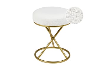 Pall Presho Hvitt/gull - Hvitt/gull - Møbler - Stoler - Krakk - Fotskammel