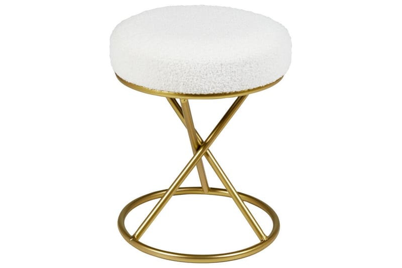 Pall Presho Hvitt/gull - Hvitt/gull - Møbler - Stoler - Krakk - Fotskammel