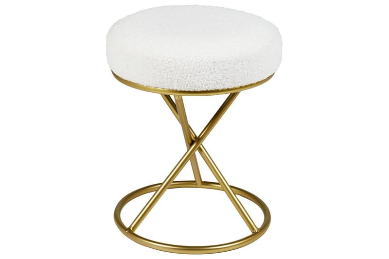 Pall Presho Hvitt/gull - Hvitt/gull - Møbler - Stoler - Krakk - Fotskammel