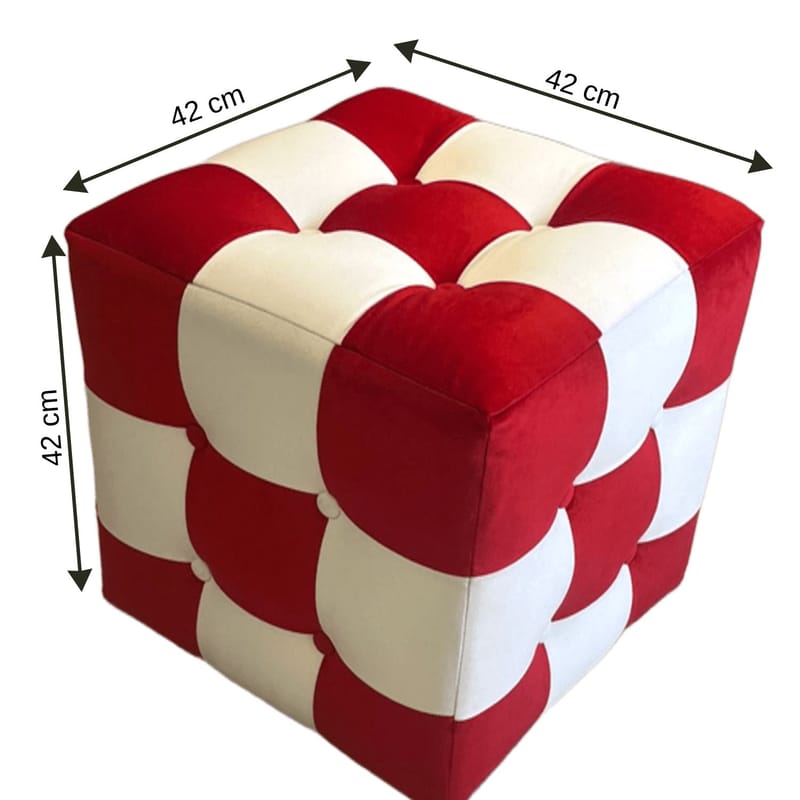 Peticire Sittepuff 42 cm - Rød og hvit - Møbler - Stoler - Krakk - Puff