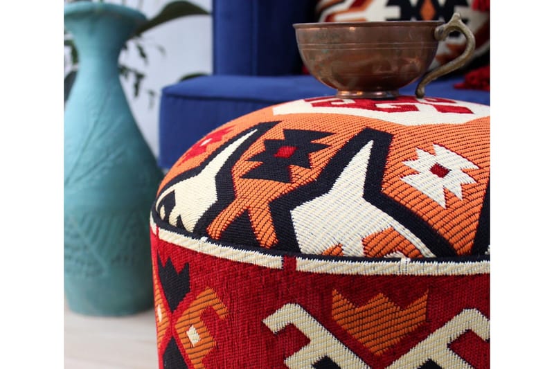 Amsterdam Sittepuff 40 cm - Rød/Hvit - Møbler - Stoler - Krakk - Puff