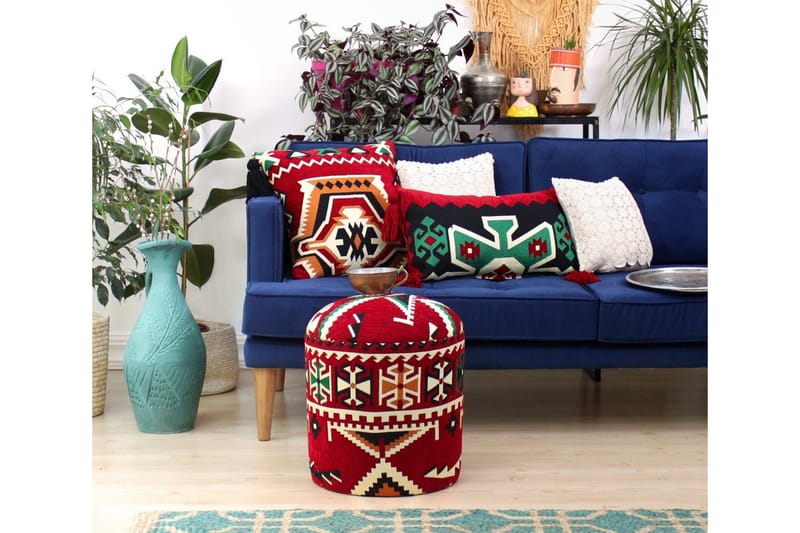 Amsterdam Sittepuff 40 cm - Rød/Svart - Møbler - Stoler - Krakk - Puff