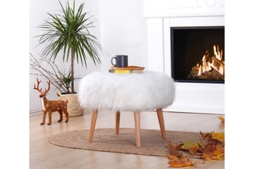 Baddeck Sittepuff 50 cm - Hvit - Møbler - Stoler - Krakk - Puff