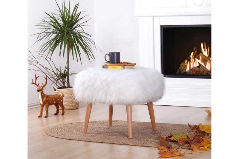 Baddeck Sittepuff 50 cm - Hvit - Møbler - Stoler - Krakk - Puff