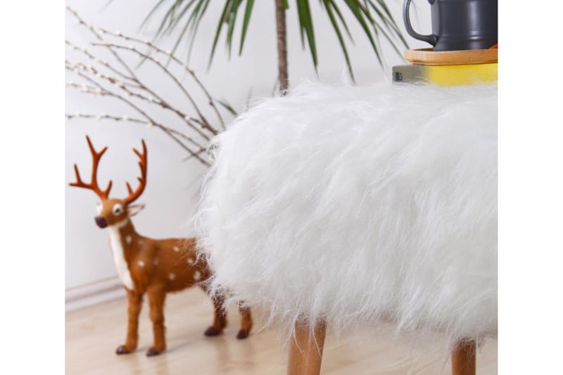 Baddeck Sittepuff 50 cm - Hvit - Møbler - Stoler - Krakk - Puff