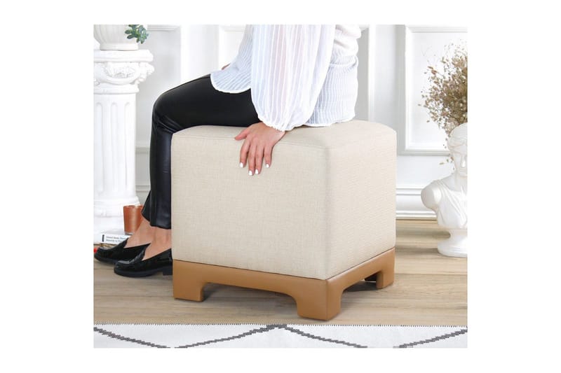 Puff Belarville Krem / Beige - Krem / Beige - Møbler - Stoler - Krakk - Puff