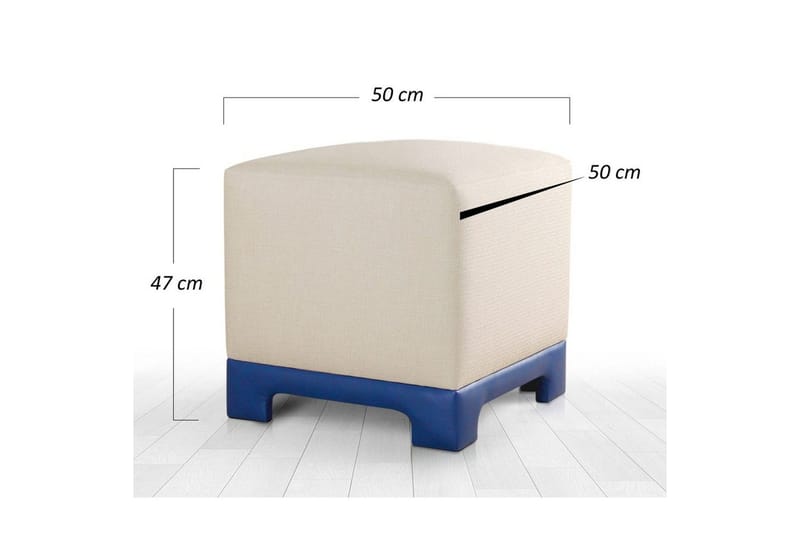 Puff Belarville Krem / Blå - Krem / Blå - Møbler - Stoler - Krakk - Puff