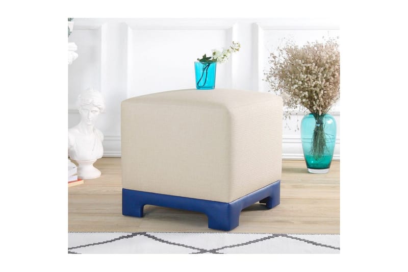 Puff Belarville Krem / Blå - Krem / Blå - Møbler - Stoler - Krakk - Puff