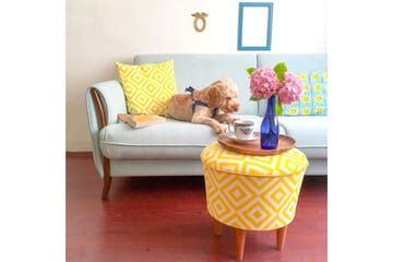 Bordentown Sittepuff 42 cm - Gul - Møbler - Stoler - Krakk - Puff