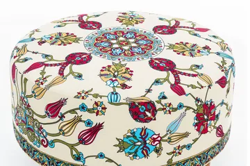 Cerasolo Sittepuff Rund - Fløyel/Beige/Rød/Natur - Møbler - Stoler - Krakk - Puff