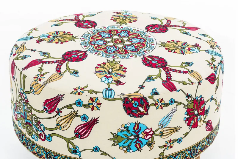 Cerasolo Sittepuff Rund - Fløyel/Beige/Rød/Natur - Møbler - Stoler - Krakk - Puff