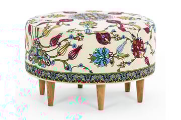 Cerasolo Sittepuff Rund - Fløyel/Beige/Rød/Natur - Møbler - Stoler - Krakk - Puff