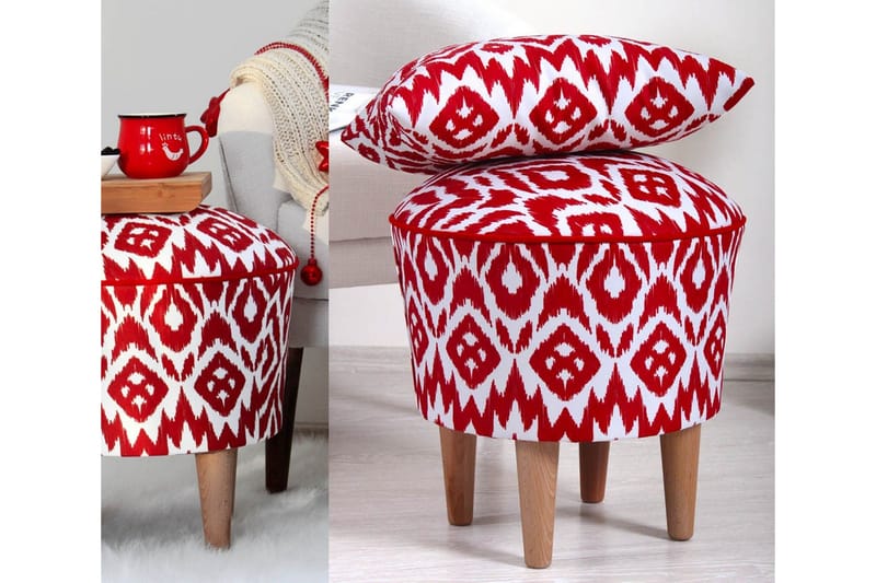Charlottetown Sittepuff 42 cm - Rød - Møbler - Stoler - Krakk - Puff