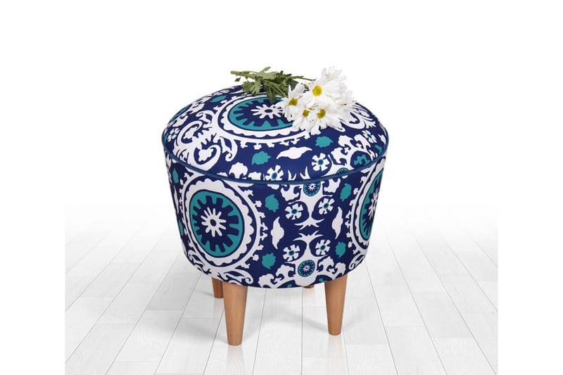 Debesis Sittepuff 42 cm - Blå/Hvit - Møbler - Stoler - Krakk - Puff