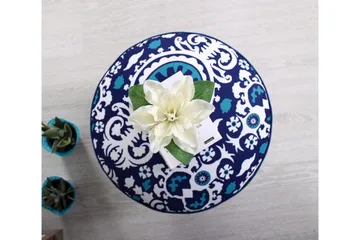 Debesis Sittepuff 42 cm - Blå/Hvit - Møbler - Stoler - Krakk - Puff