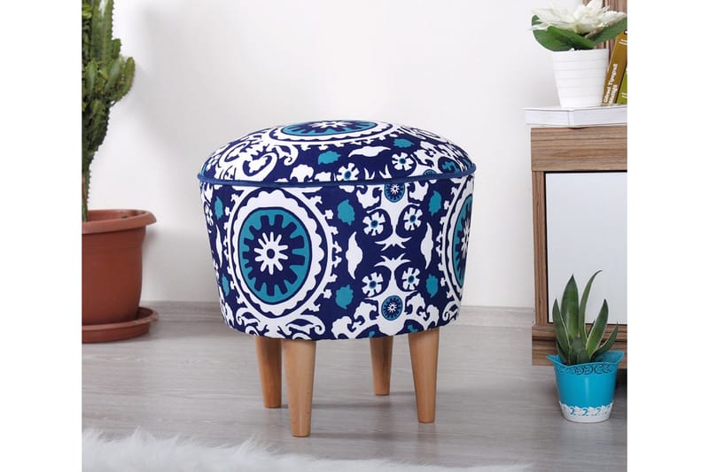 Debesis Sittepuff 42 cm - Blå/Hvit - Møbler - Stoler - Krakk - Puff