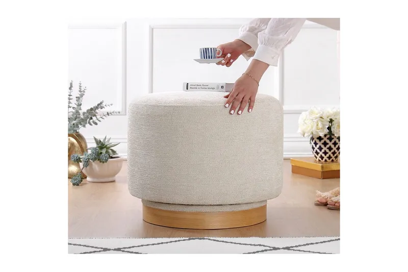 Puff Doroufield Krem - Krem - Møbler - Stoler - Krakk - Puff