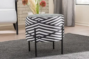Flowery Sittepuff - Svart/Hvit - Møbler - Stoler - Krakk - Puff