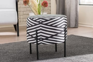 Flowery Sittepuff - Svart/Hvit - Møbler - Stoler - Krakk - Puff