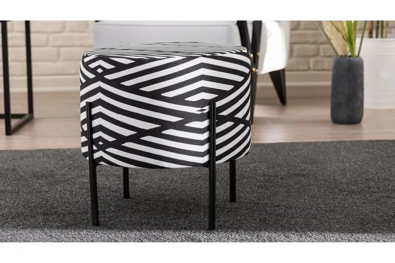 Flowery Sittepuff - Svart/Hvit - Møbler - Stoler - Krakk - Puff