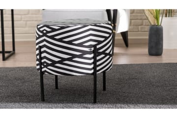 Flowery Sittepuff - Svart/Hvit - Møbler - Stoler - Krakk - Puff