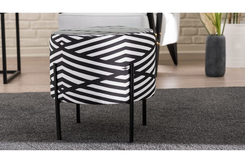 Flowery Sittepuff - Svart/Hvit - Møbler - Stoler - Krakk - Puff