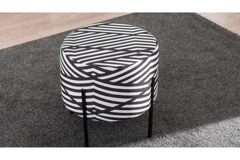 Flowery Sittepuff - Svart/Hvit - Møbler - Stoler - Krakk - Puff